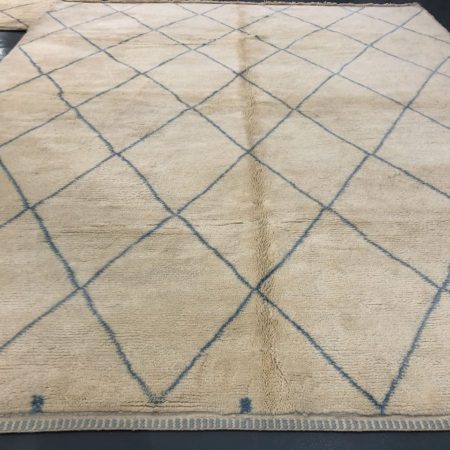 390x309 Handwoven Berber Rug with Blue Geometric Design