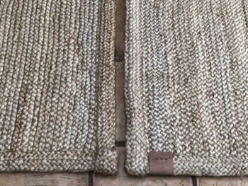 PAIR OF 90x140cm SEMI-THICK Blond Braided Handwoven Jute Rug