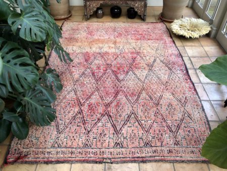 Pink Orange Handwoven Moroccan Zaiane Berber Rug 210x295cm