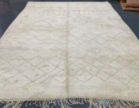 plain white large handwoven berber rug low pile height wool simple geometric design