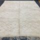 plain white large handwoven berber rug low pile height wool simple geometric design