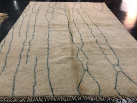 350x250cm Handwoven Berber Rug Blue Abstract Design