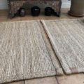 PAIR OF 90x140cm SEMI-THICK Blond Braided Handwoven Jute Rug