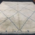 290x267cm Handwoven Berber Rug Blue Geometric Design Square