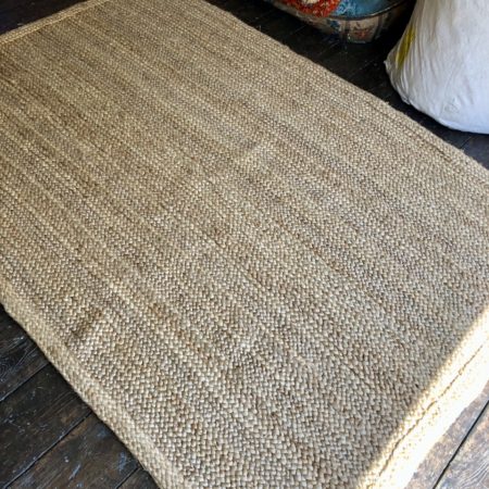 medium size 170x240cm semi thick braided handwoven jute rug natural neutral plant fibres plain striped rug