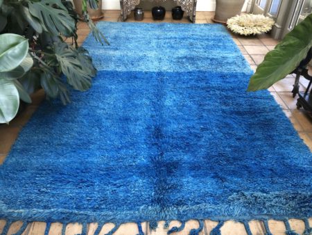 Plain in Blue Handwoven Moroccan Berber Rug 210x350cm