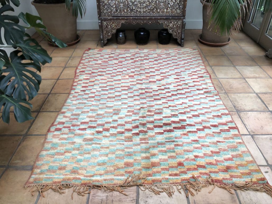 Moroccan Berber Rug Colourful Checkerboard 156x230cm - Emilys