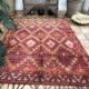 Beni Mguild Burgundy Pink Midcentury Handwoven Berber Rug 180x270cm