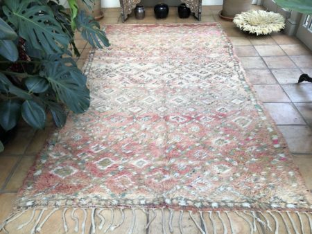 Pink Boujaad Berber Rug Geometric Design Green Brown 180X315cm