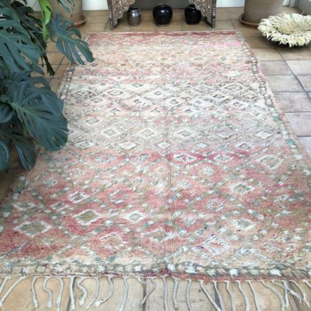 Pink Boujaad Berber Rug Geometric Design Green Brown 180X315cm