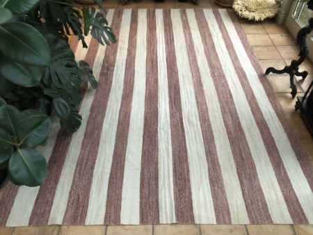 pink cream vertical striped kilim rug handwoven large area rug flat weave