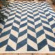 teal blue herringbone kilim rug