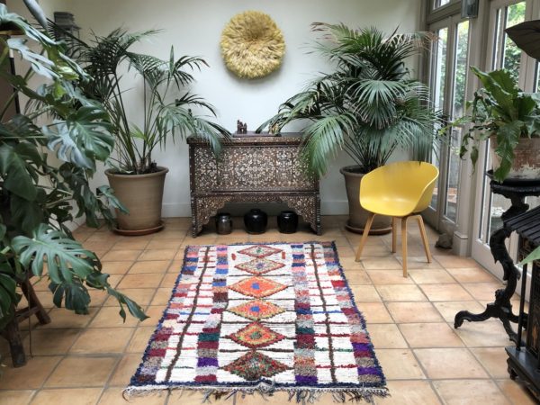 Vintage Ourika Moroccan Berber boucherouite rug