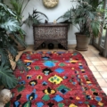 Funky Moroccan Boujaad Berber Rug with Blue Green Yellow 200x270cm