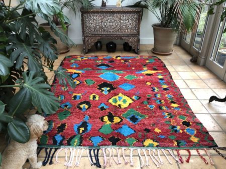 Funky Moroccan Boujaad Berber Rug with Blue Green Yellow 200x270cm